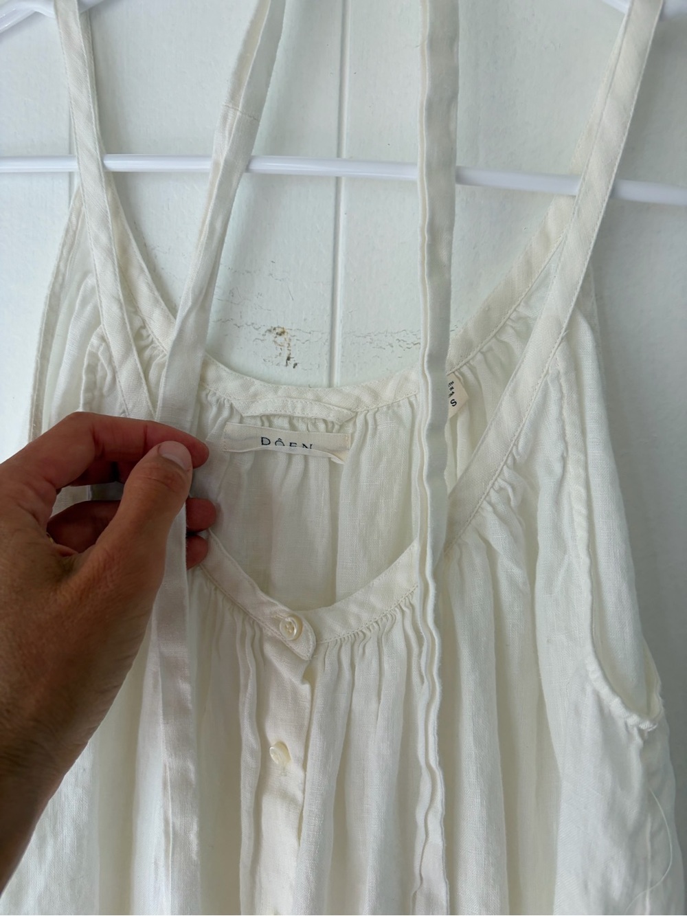 Doen white linen nevita button dress small - Picture 5 of 8